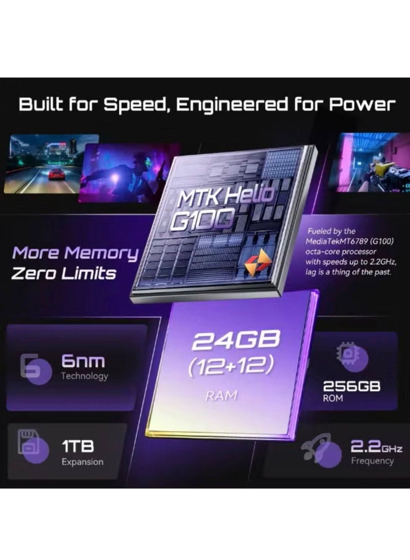 Cubot Android Smartphone P90, G100 Octa-core, 2.2GHz, Dual Speakers, 12GB+256GB, 6.88" 120Hz Screen, 64MP Main Camera, 5100mAh,NFC, 4G Phone Black - Image 2